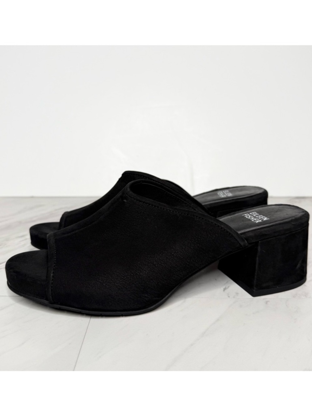 Eileen Fisher Black Open Toe Mule Heel 8 1/2